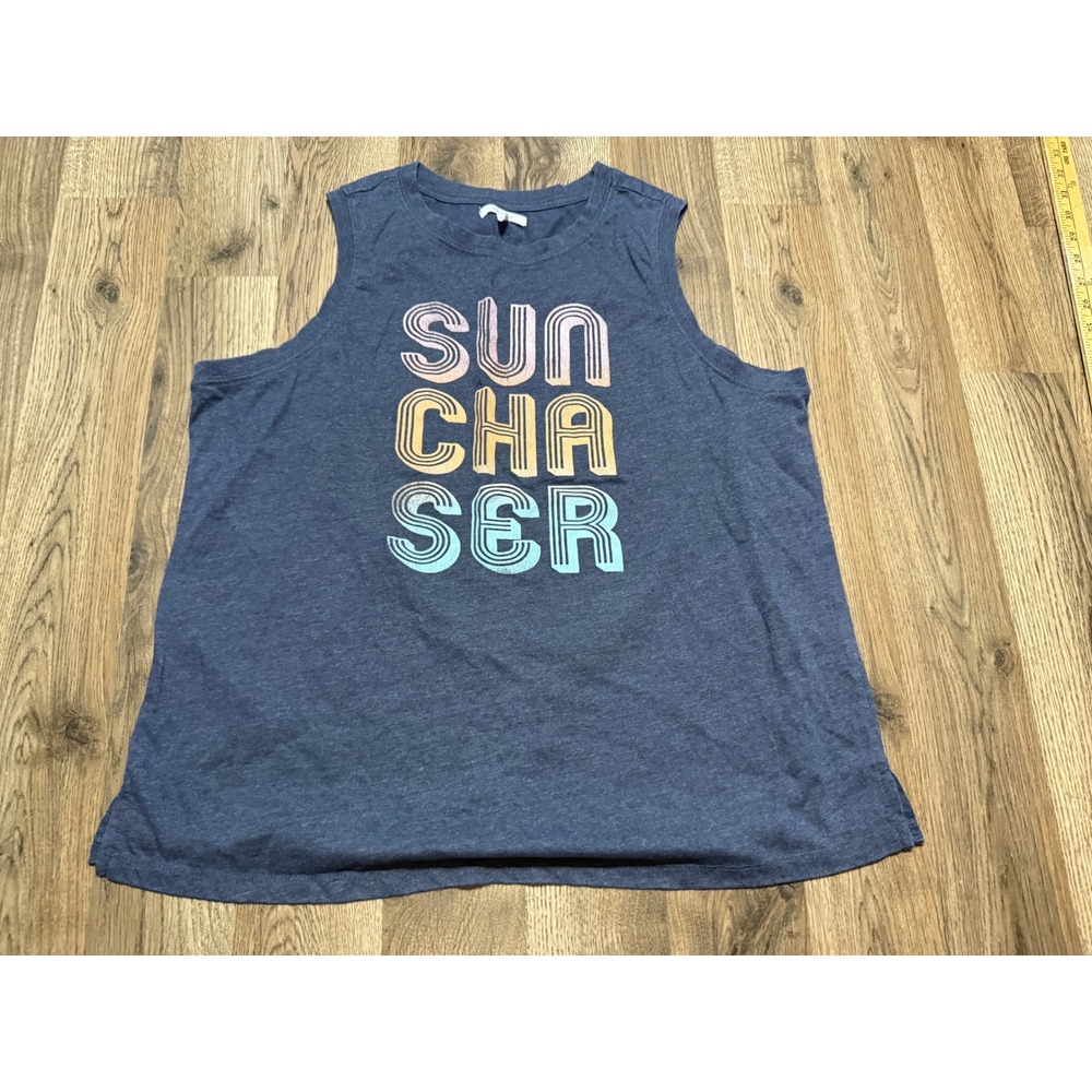 Maurices Muscle Tank Women XL Blue Sun Chaser Graphic Sleeveless Tee Excellent
